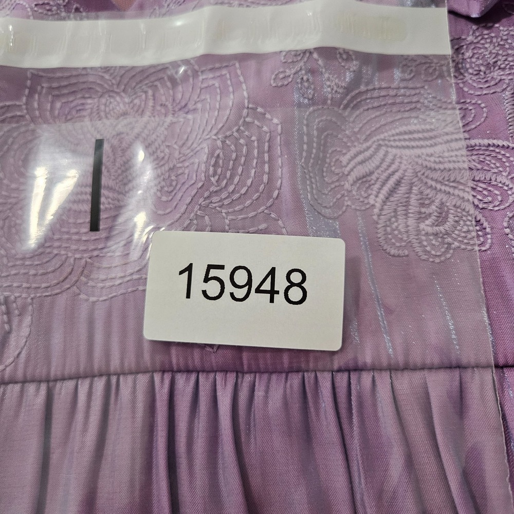 NEW Savanna Jane Dress Small Cap Sleeve Embroidered‎ Lined Shiny Purple - Picture 8 of 8